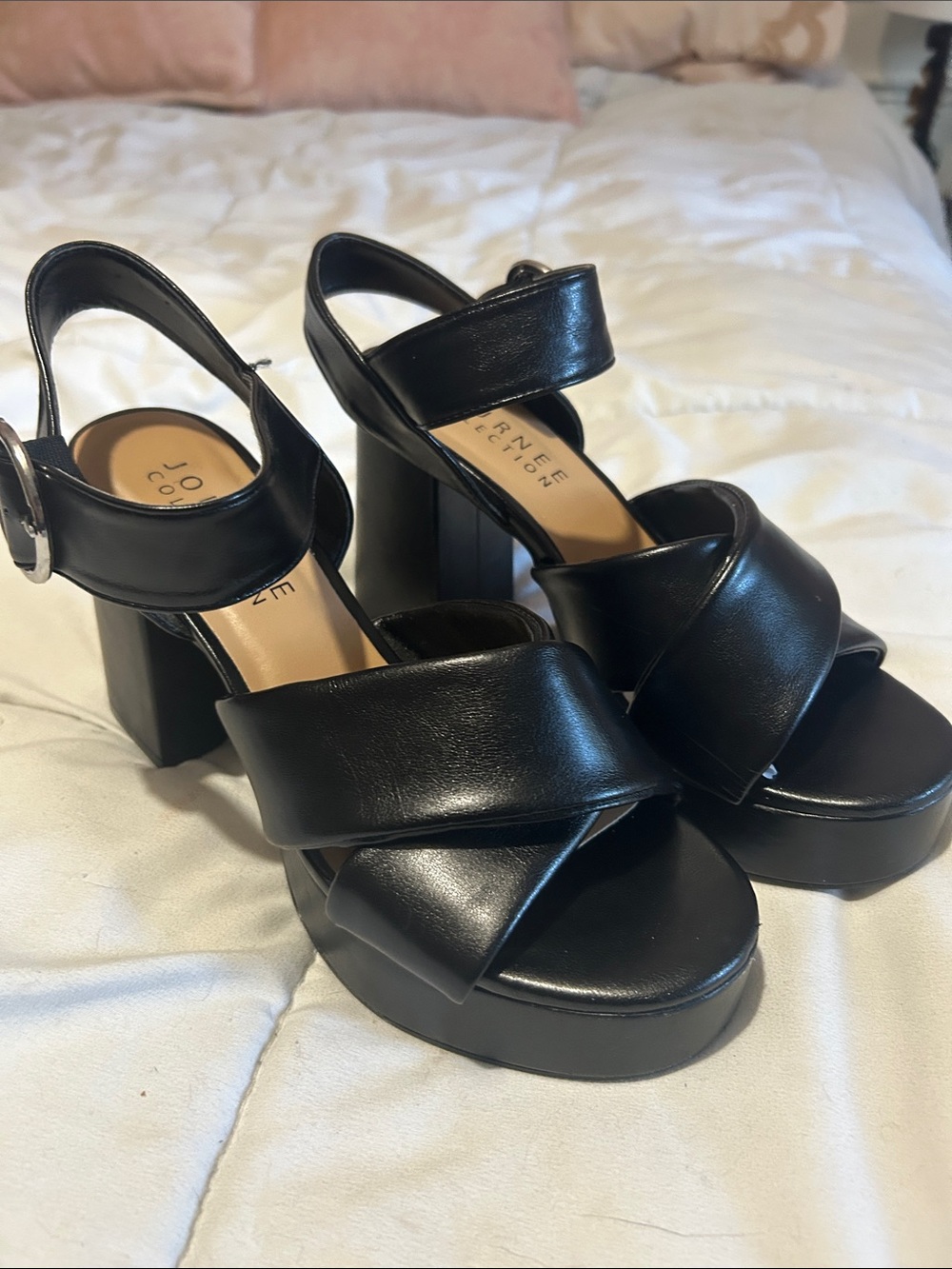 Platform Block Heel Sandals - Black